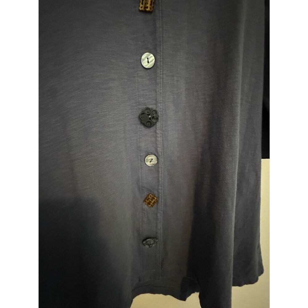 Soft Surroundings Danielle Blouse Blue Decorative Snap Covers Size Large - Picture 4 of 10